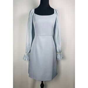 NWOT Rungtiwa K Light Blue Puff Sleeve Dress with Lace Cuffs Size L